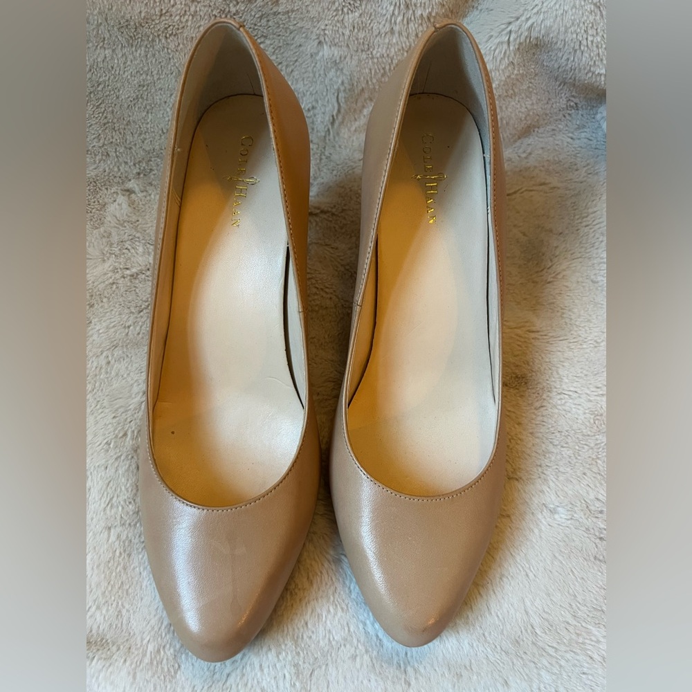 Cole Haan Nude Leather Platform Pumps | Size 8.5M